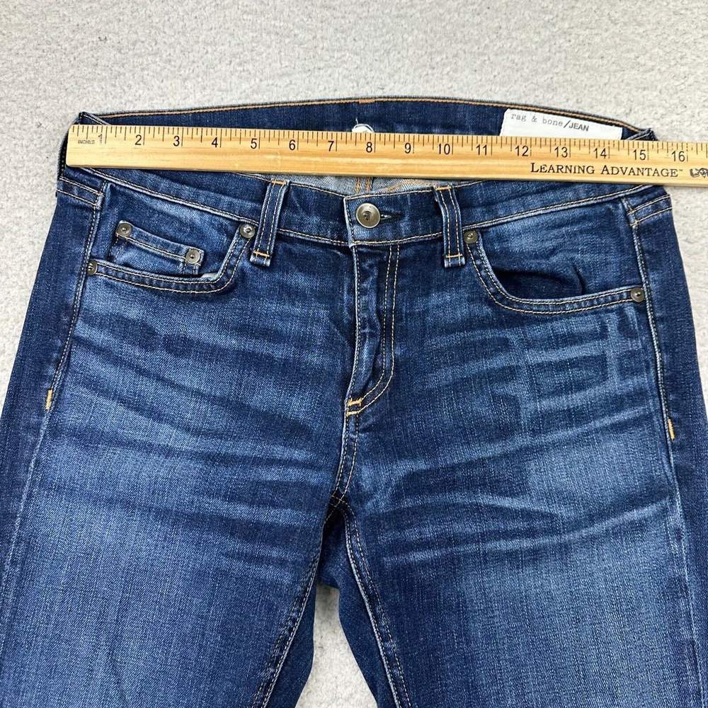 Rag & Bone Dre Jeans Womens‎ 27 Straight Leg Dark Wash Raw Hem Low Rise Blue - Picture 3 of 11